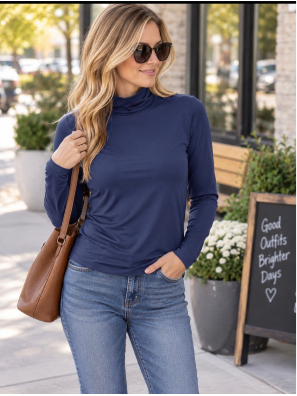 Women's J.Crew Navy Long Sleeve Turtleneck Tee Size S